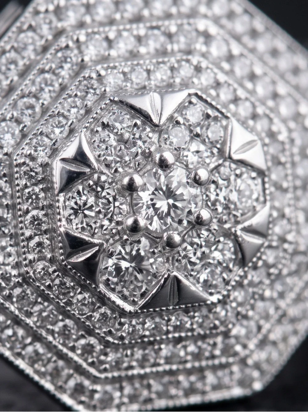 Moissanite Diamond Cluster Octagonal Ring SZ11
